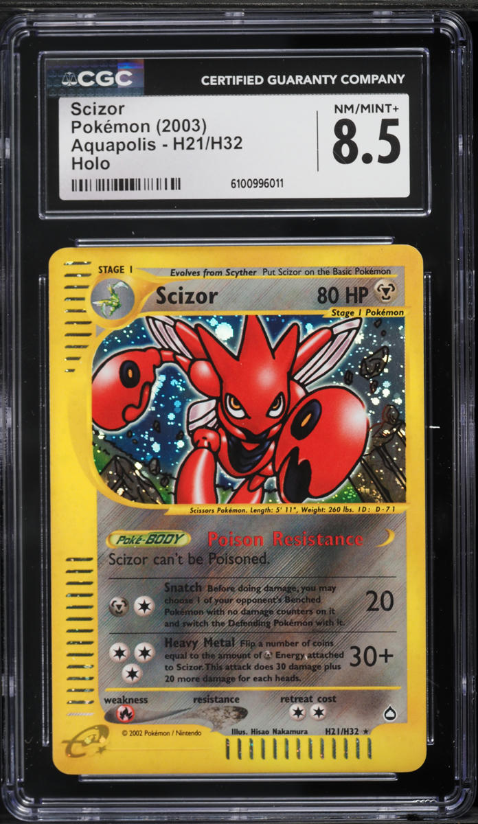 2003 Pokemon Aquapolis Holo Scizor #H21 CGC 8.5 NM-MT+ on Fanatics