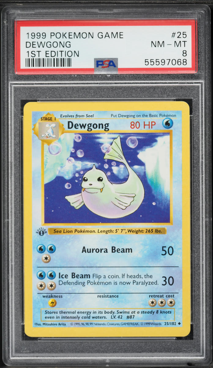 1999 Pokemon Base Set Shadowless 1st Edition Dewgong #25 PSA 8 NM-MT