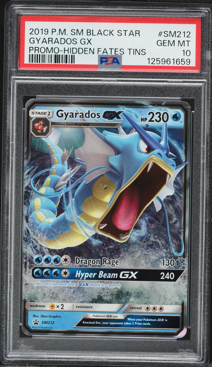 2019 Pokemon Sun & Moon Promo Hidden Fates Full Art Gyarados GX #SM212 PSA 10 GEM MINT graded card