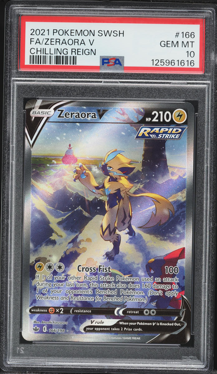 2021 Pokemon Sword & Shield Chilling Reign Full Art Zeraora V #166