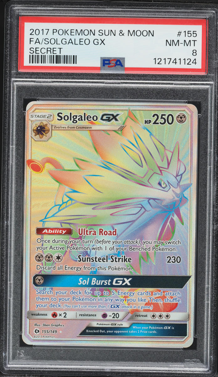 2017 Pokemon Sun & Moon Rainbow Rare Solgaleo GX #155 PSA 8 NM-MT on  Fanatics Collect
