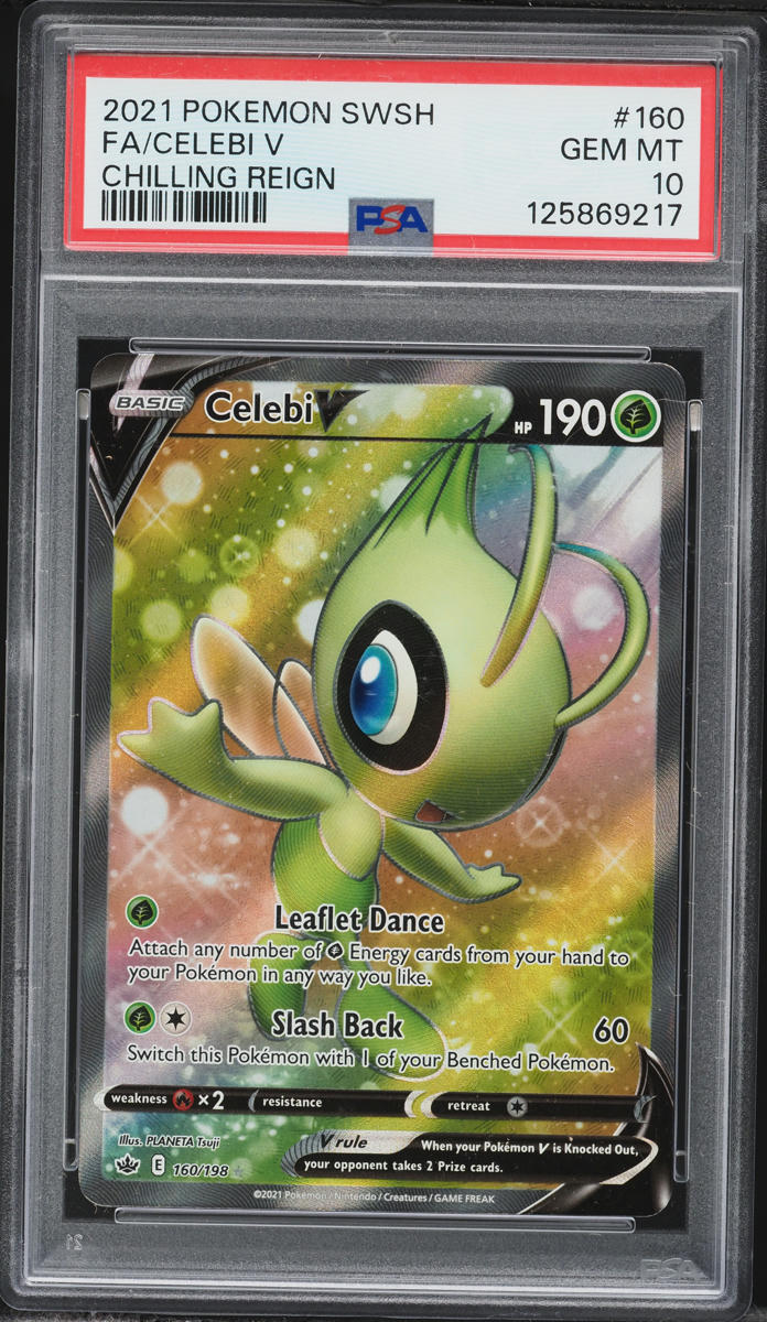 2021 Pokemon SWSH Chilling Reign Full Art Celebi V #160 PSA 10 GEM MINT