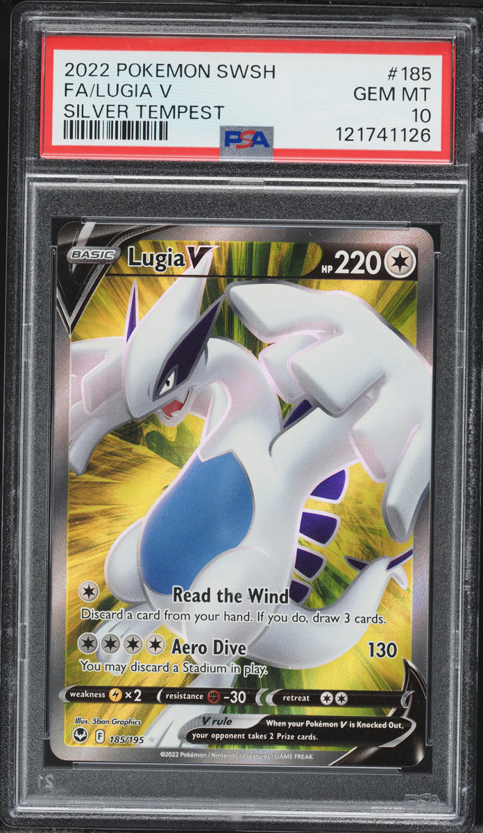 2022 Pokemon Sword & Shield Silver Tempest Full Art Lugia V #185 PSA 10 GEM MINT
