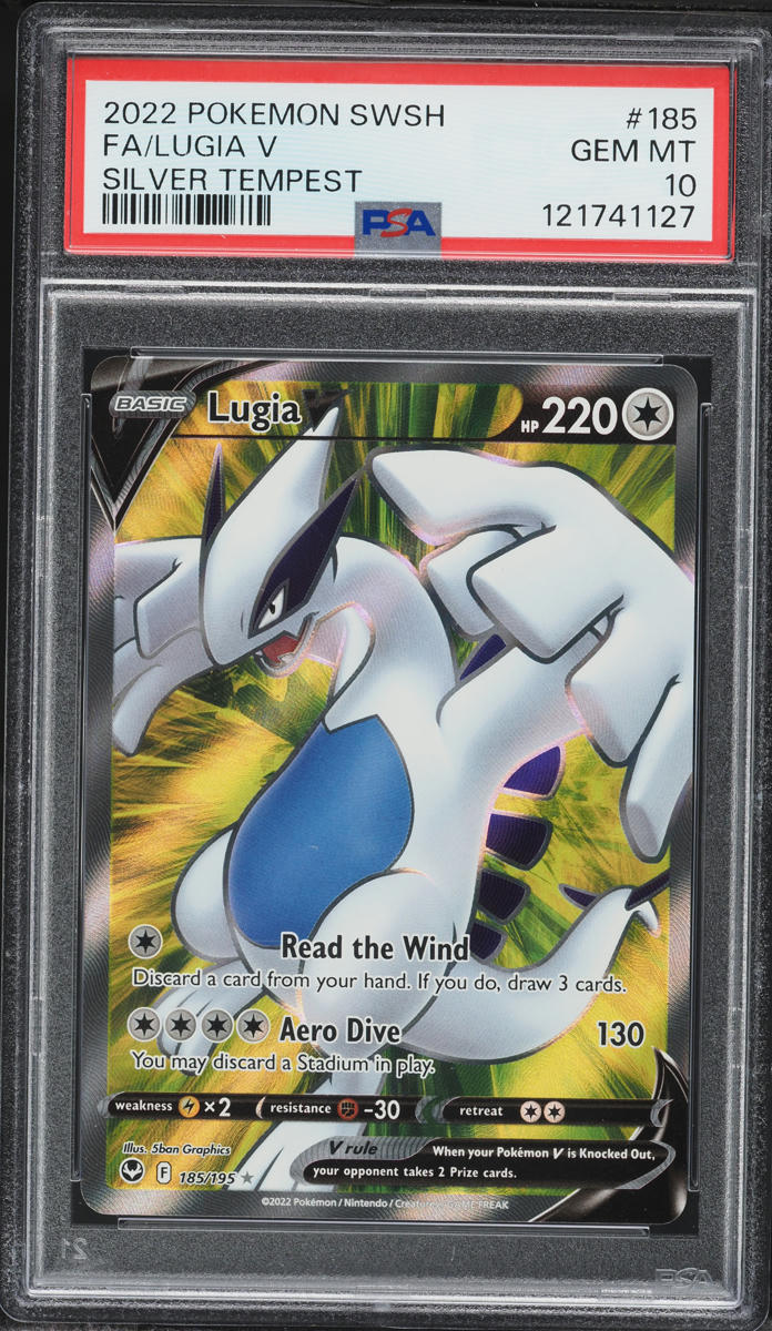 2022 Pokemon Sword & Shield Silver Tempest Full Art Lugia V #185 PSA 10 GEM MINT
