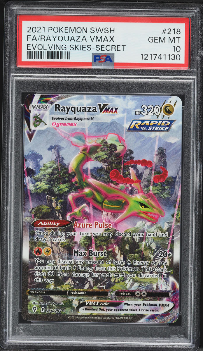 2021 Pokemon Sword & Shield Evolving Skies Alt Art Rayquaza VMAX #218 PSA  10 GEM MINT on Fanatics Collect