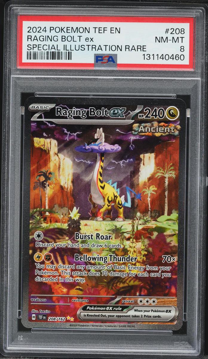 2024 Pokemon Scarlet & Violet Temporal Forces SIR Raging Bolt EX #208 PSA 8 NM-MT