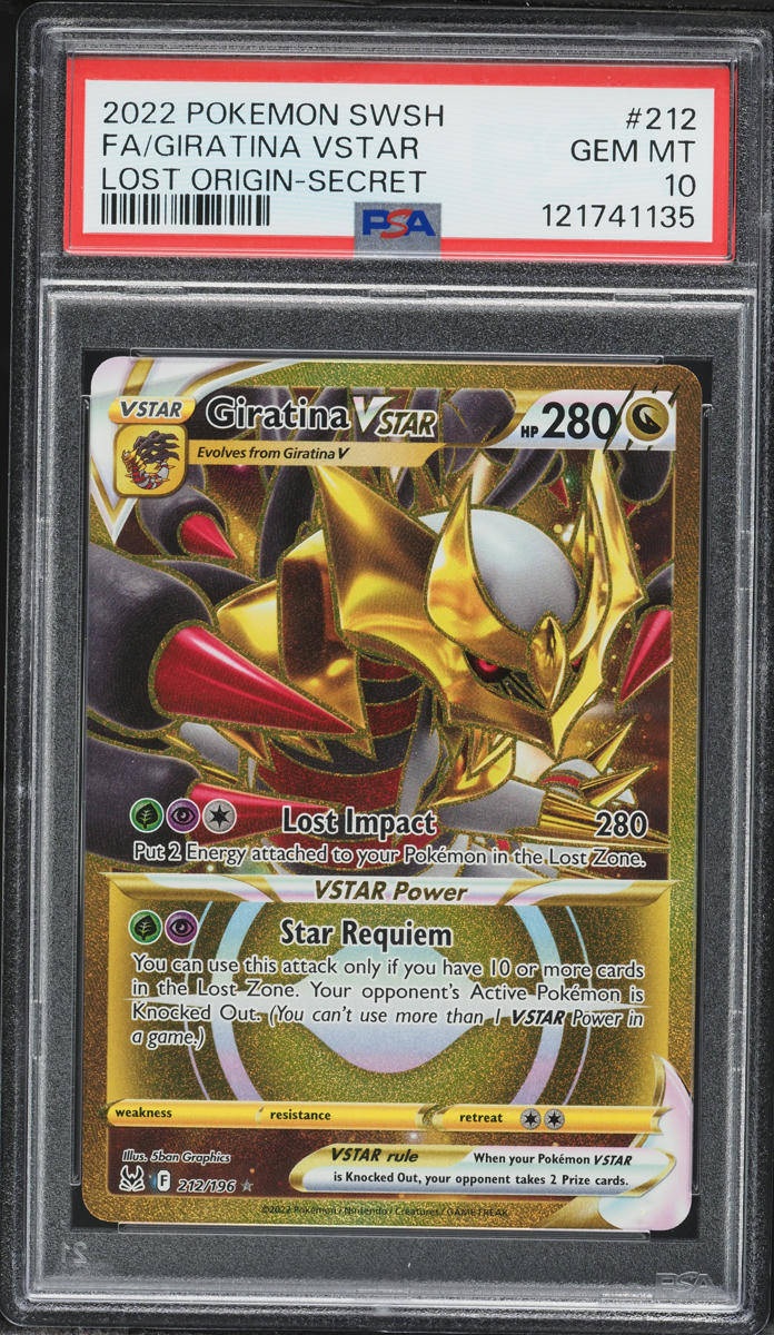 2022 Pokemon Sword & Shield Lost Origin Gold Rare Giratina VSTAR #212 PSA 10 GEM MINT