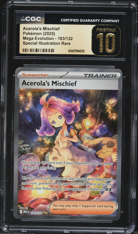 2025 Pokemon Mega Evolution SIR Acerola's Mischief #183 CGC 10 PRISTINE