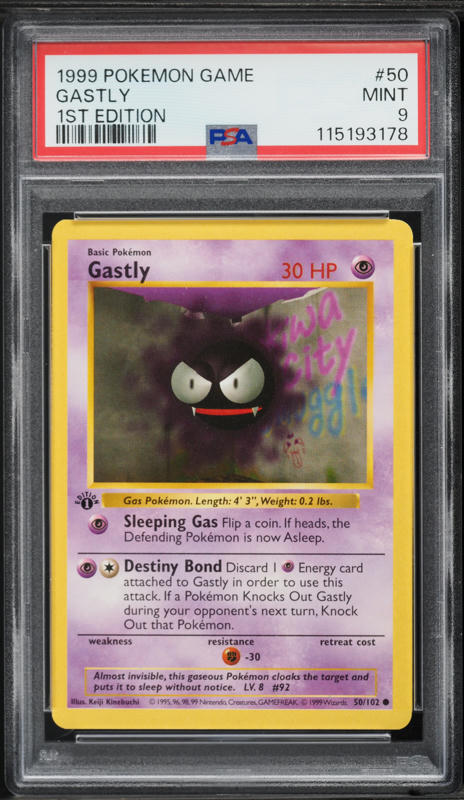 1999 Pokemon Base Set Shadowless 1st Edition Gastly #50 PSA 9 MINT