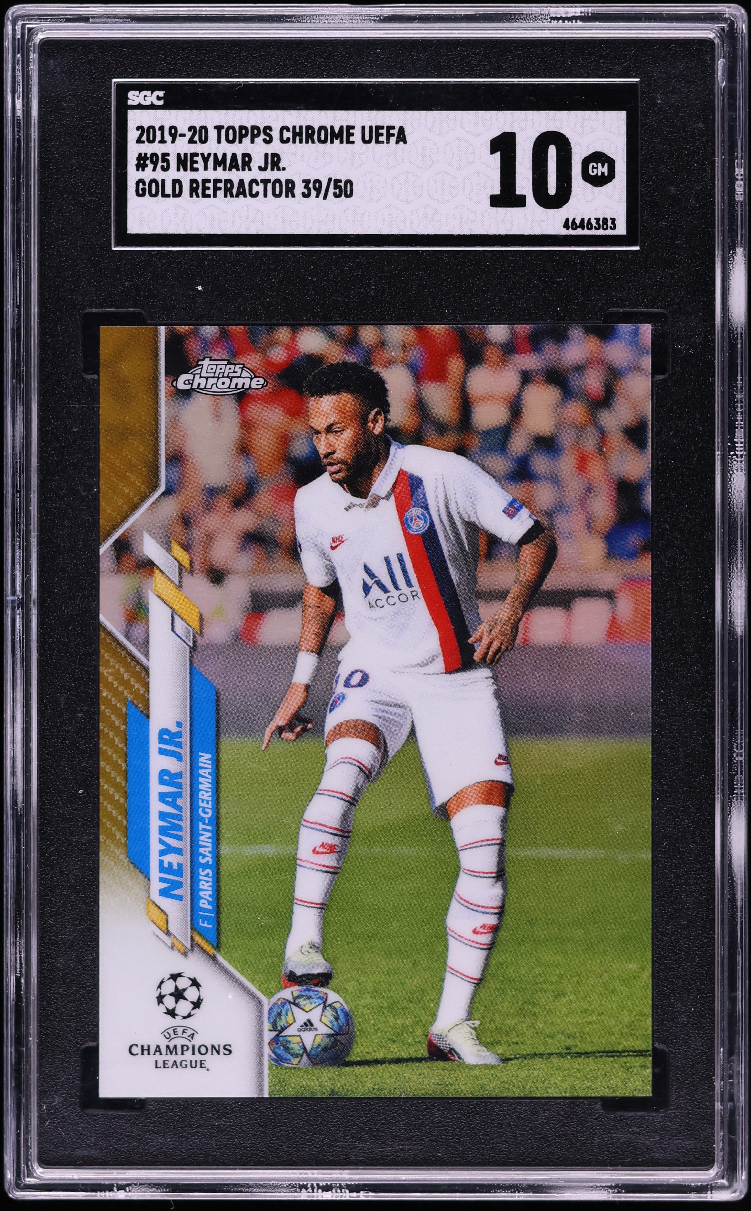 2019 Topps Chrome UEFA Gold Refractor Neymar Jr. /50 #95 SGC 10 