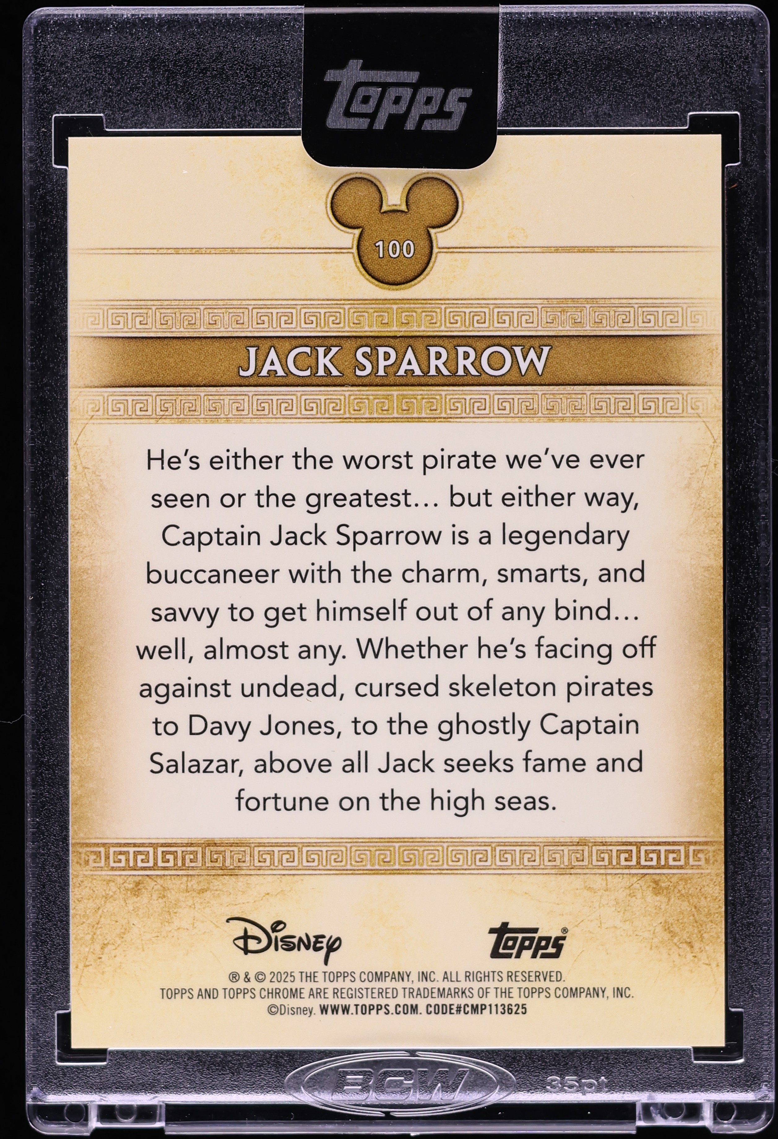 2025 Topps Disney Mint Chrome Wave Refractor Jack Sparrow /50 #100