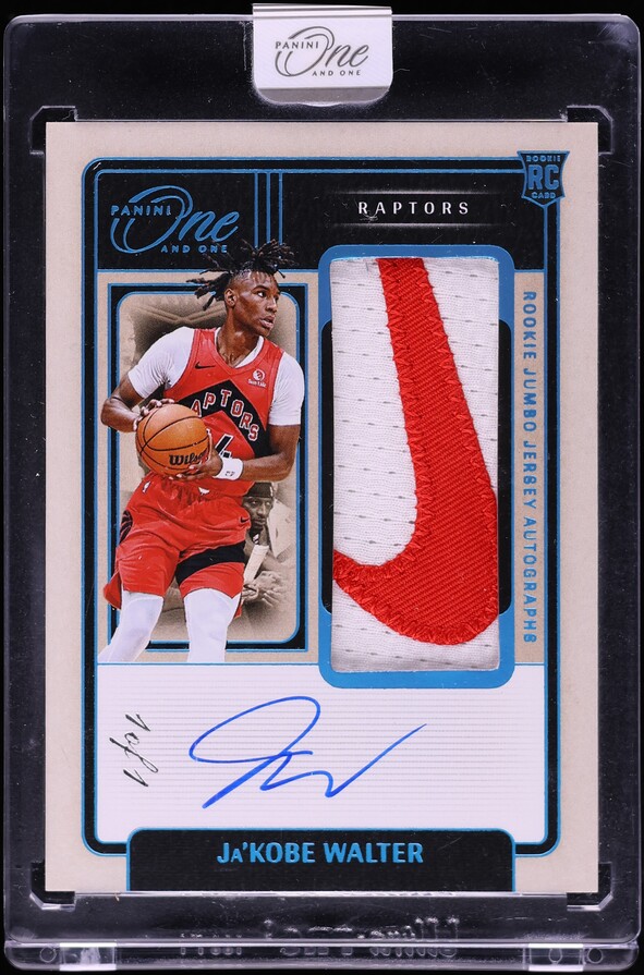 2024 Panini One And One Jumbo Platinum Ja'Kobe Walter ROOKIE NIKE LOGO PATCH AUTO 1/1 #RJJ-WAL