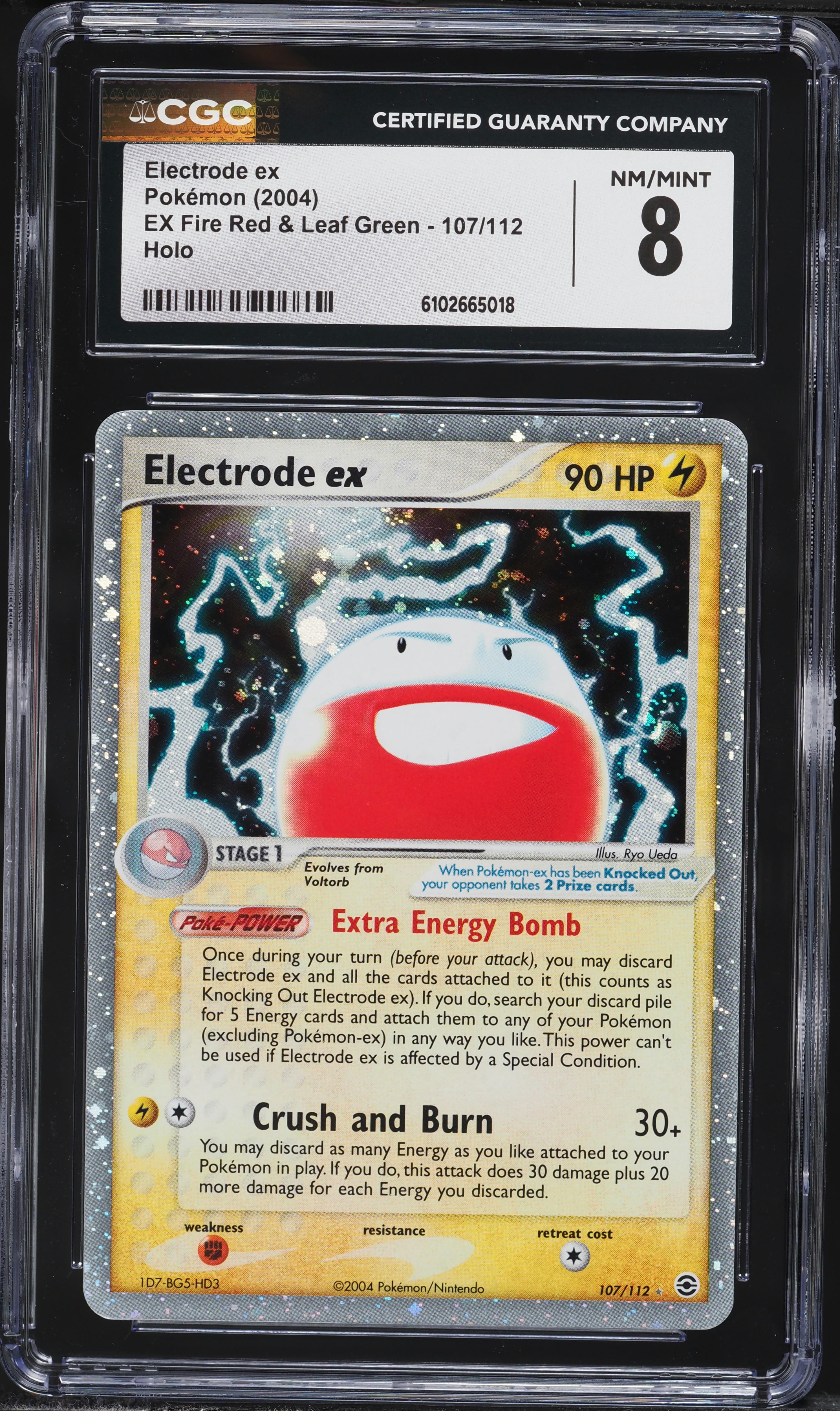 2004 Pokemon EX Fire Red & Leaf Green Holo Electrode EX #107 CGC 8