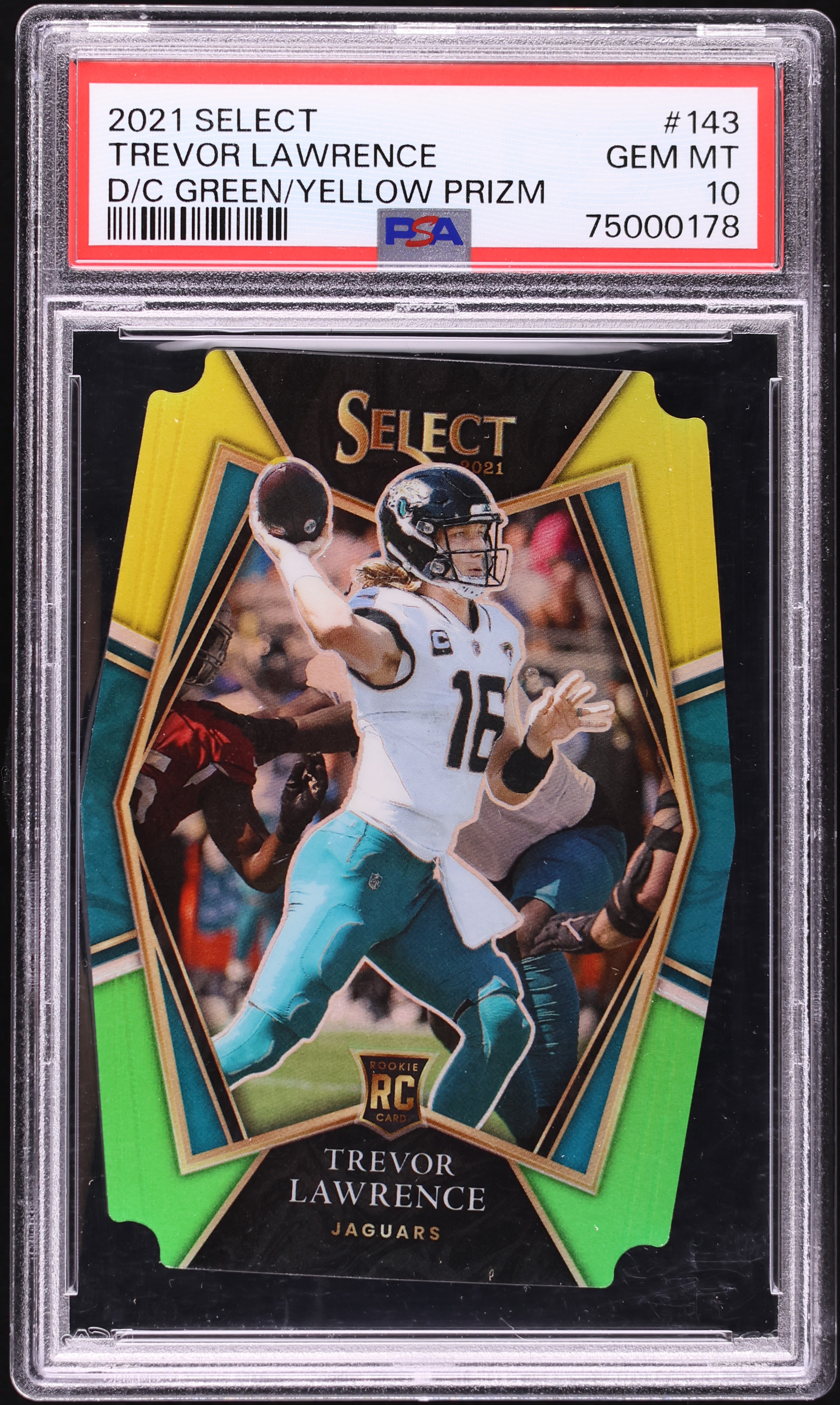 2021 Select Premier Level Green & Yellow Prizm Die-Cut Trevor