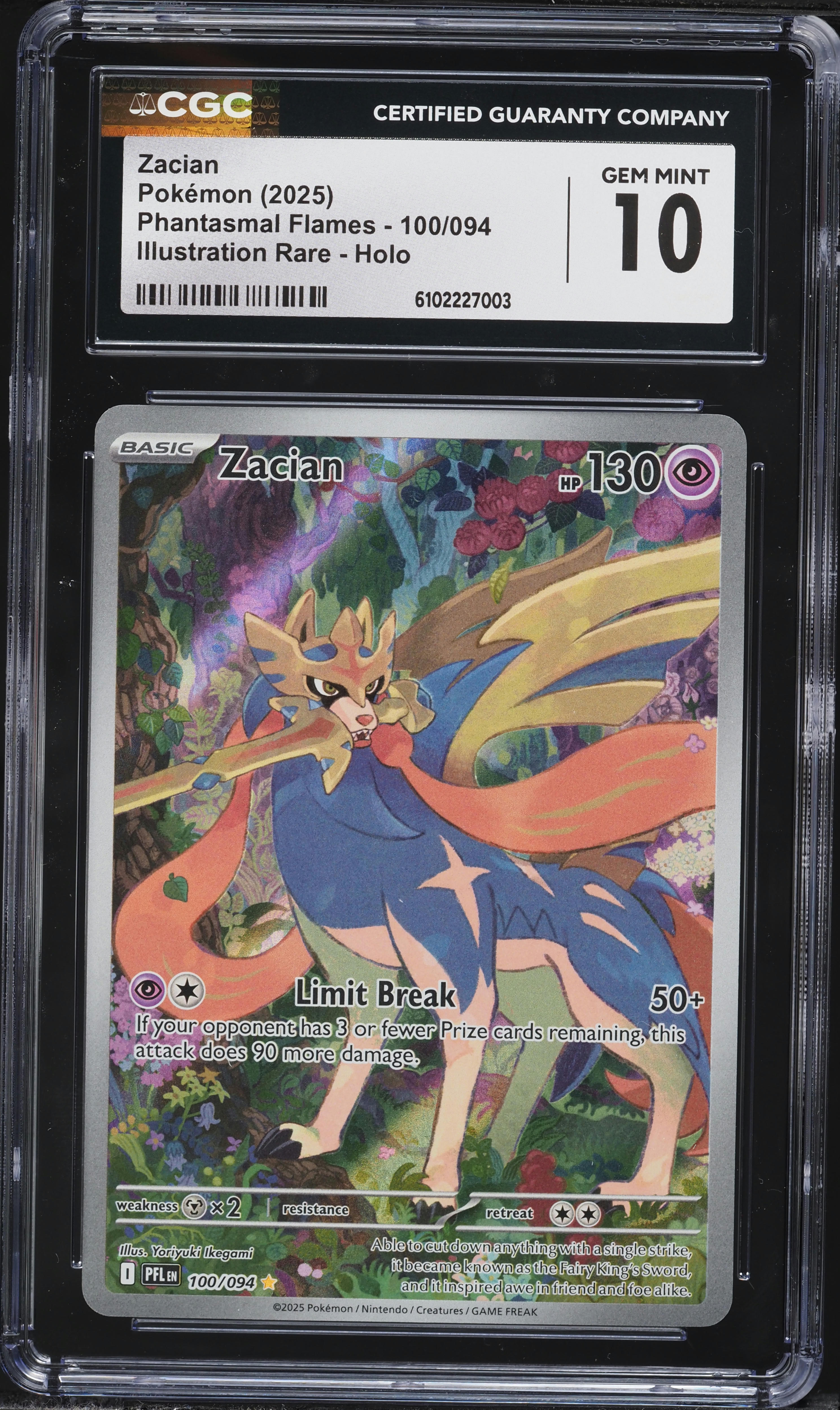 2025 Pokemon Mega Phantasmal Flames IR Zacian #100 CGC 10 GEM MINT