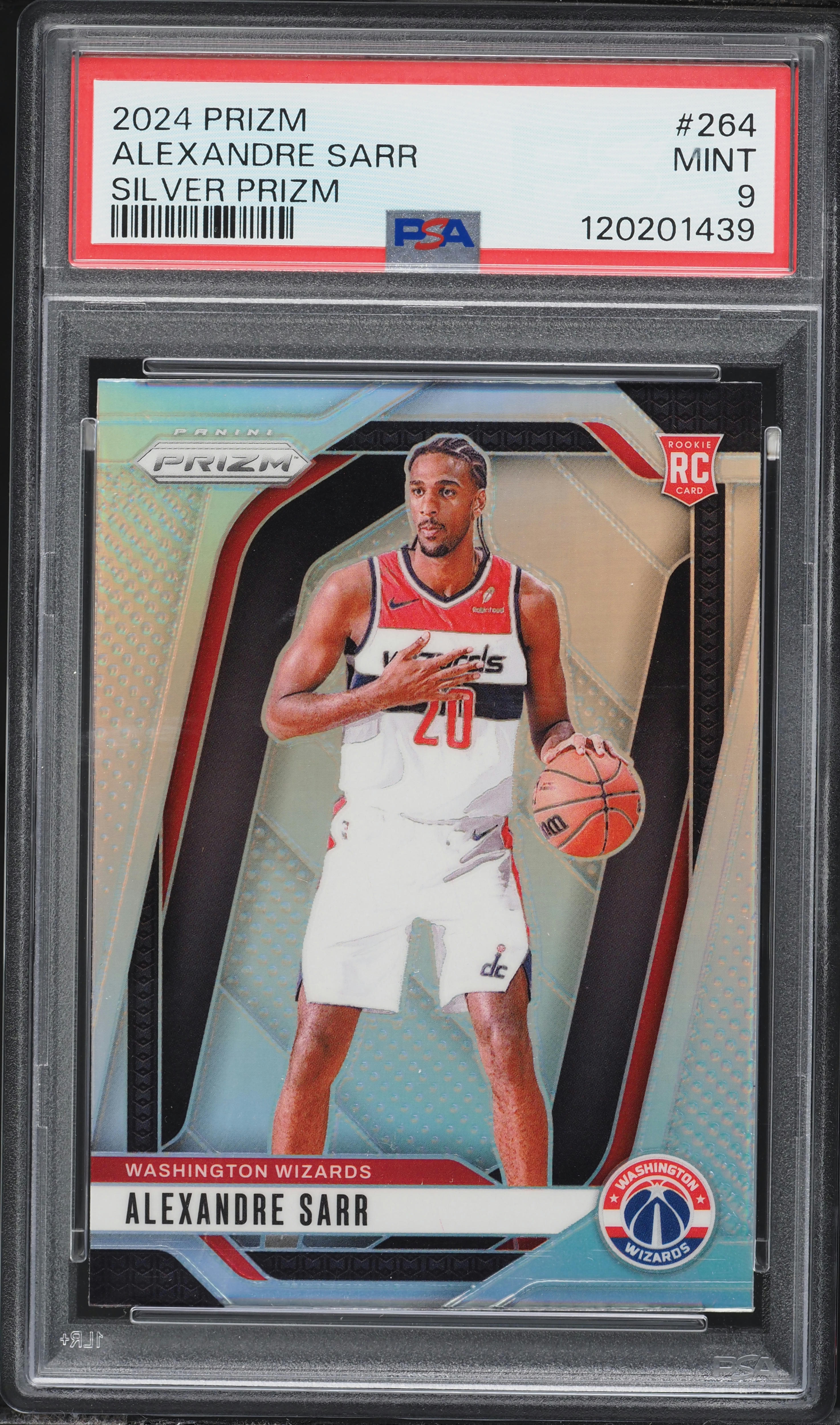 2024 Panini Prizm Silver Alexandre Sarr ROOKIE #264 PSA 9 MINT on