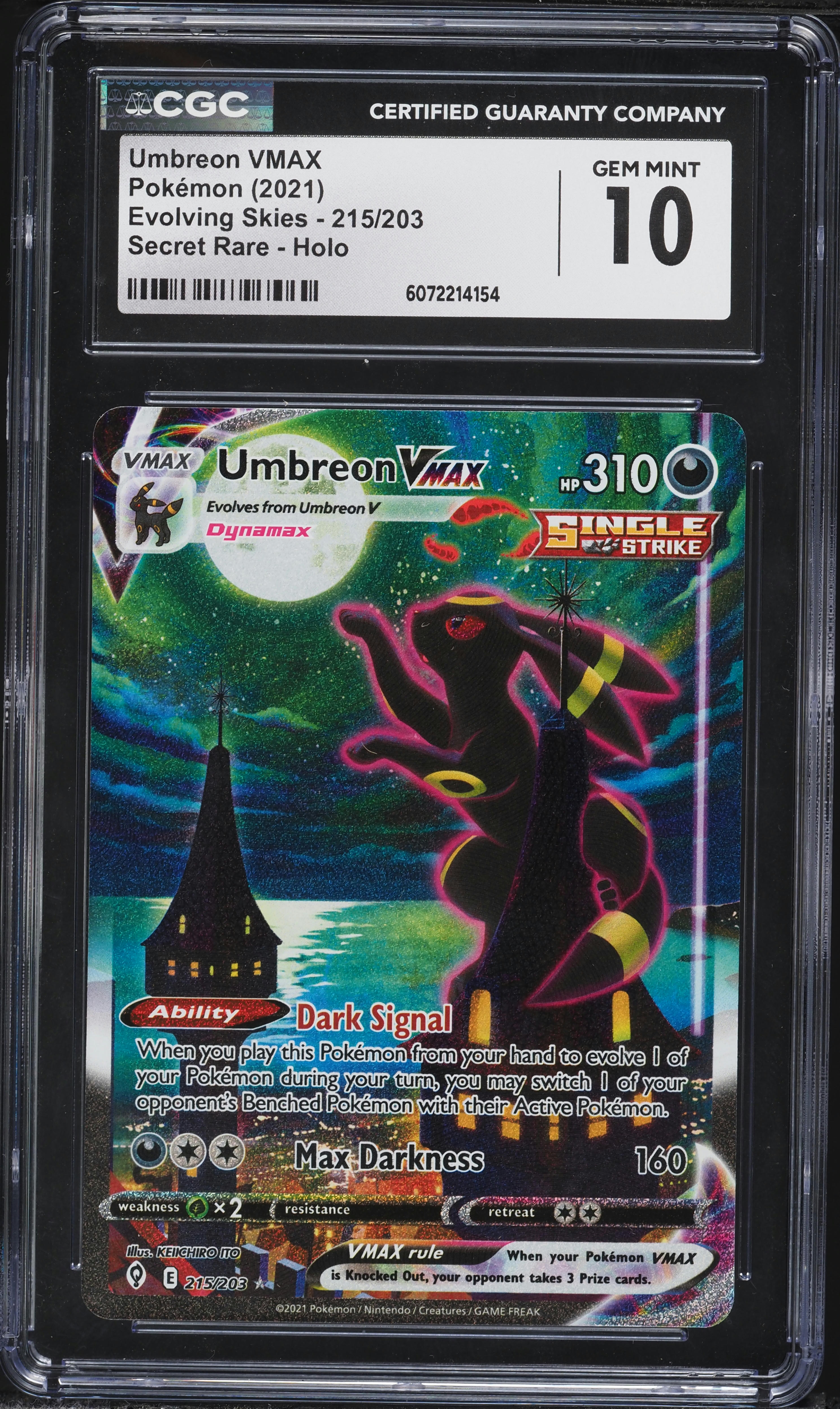 2021 Pokemon Evolving Skies Full Art Umbreon VMAX #215 CGC 10 GEM