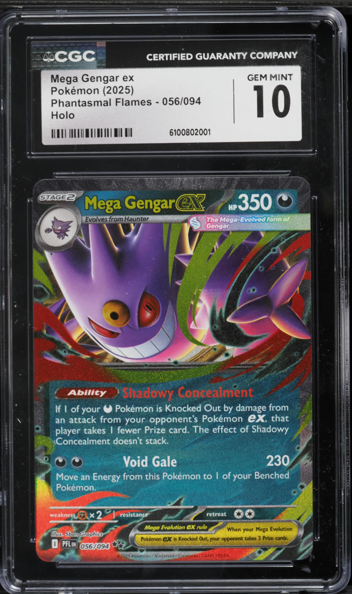 2025 Pokemon Mega Phantasmal Flames Holo Mega Gengar ex #56 CGC 10