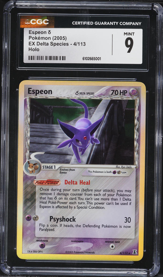 2005 Pokemon EX Delta Species Holo Espeon #4 CGC 9 MINT on Fanatics Collect 2005 Pokemon EX Delta Species Holo Espeon #4 CGC 9 MINT on Fanatics Collect