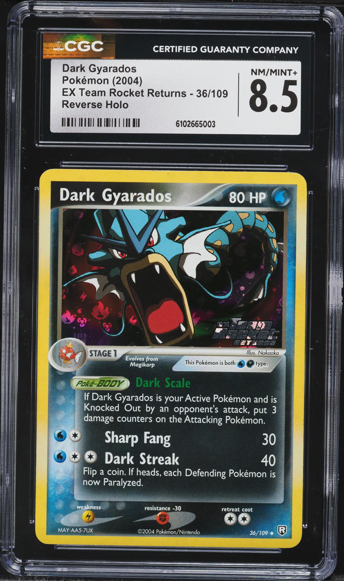 2004 Pokemon EX Team Rocket Returns Reverse Holo Dark Gyarados #36 CGC 8.5 NM-MT+