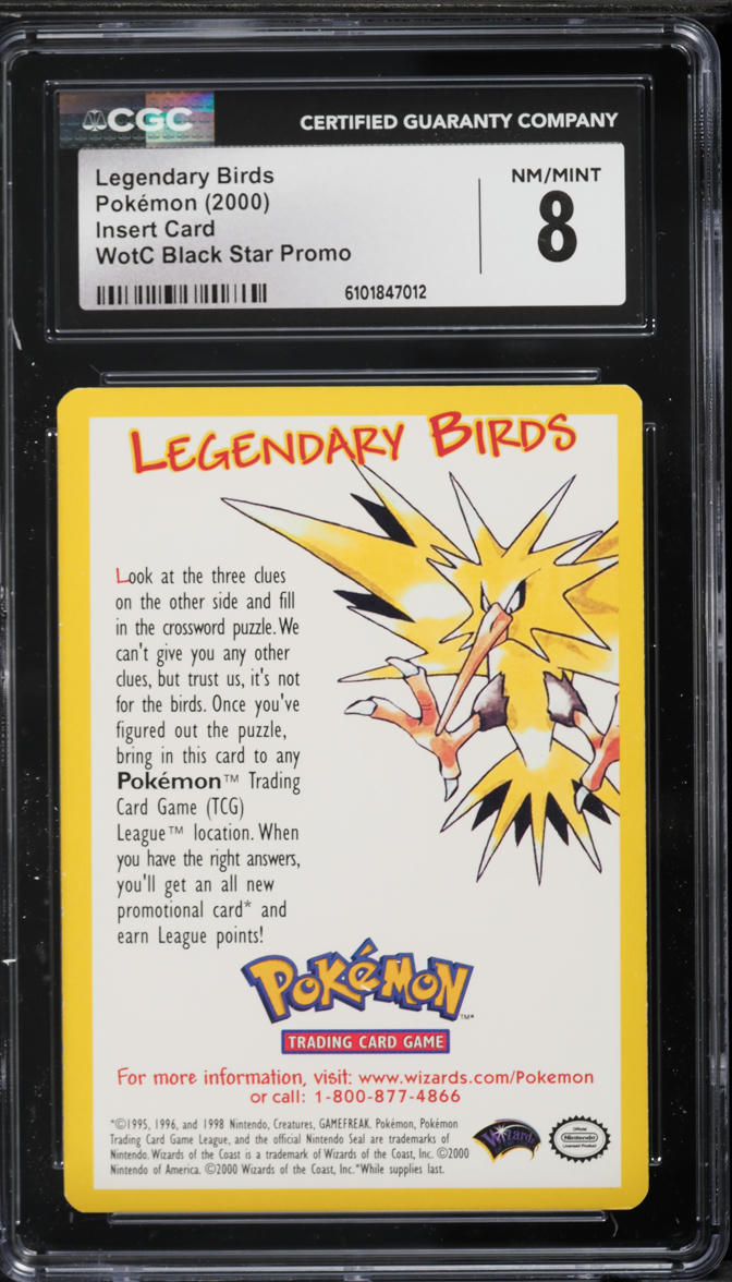2000 Pokemon Insert Card WotC Promo Legendary Birds CGC 8 NM-MT on