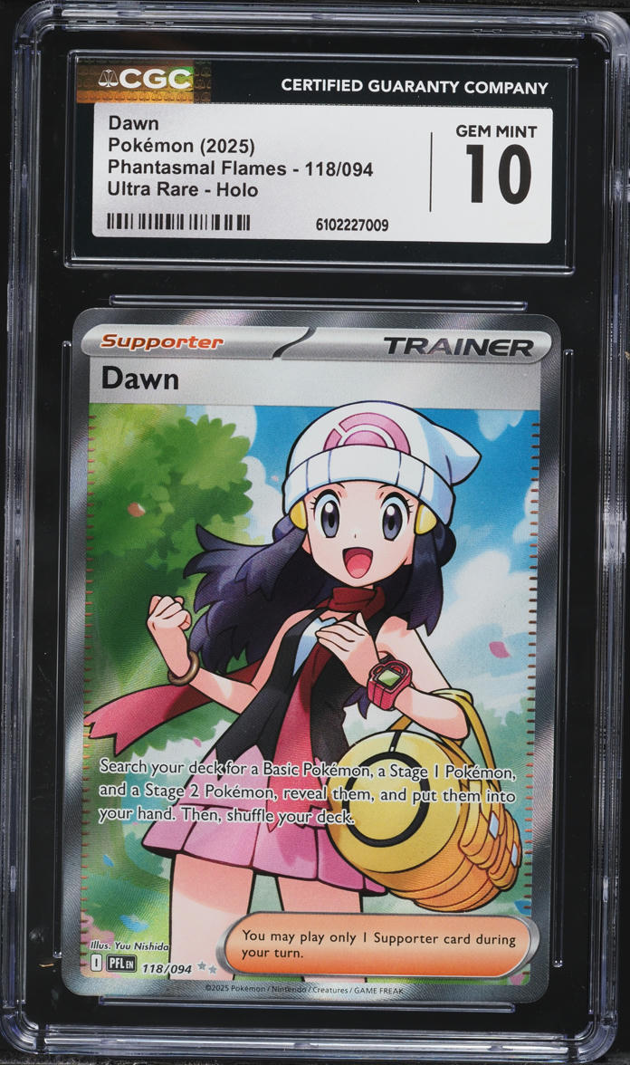 pokemon cards with dawn 2025 Phantasmal Flames Full Art #118 CGC 10 GEM MINT on Fanatics Collect Basic Pokemon Dawn Trainer Card Fan Art