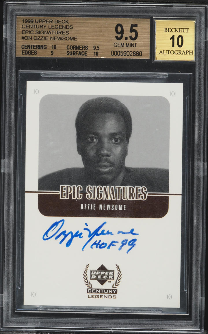 1999 Upper Deck Century Legends Epic Signatures Ozzie Newsome AUTO BGS 9.5 GEM MINT