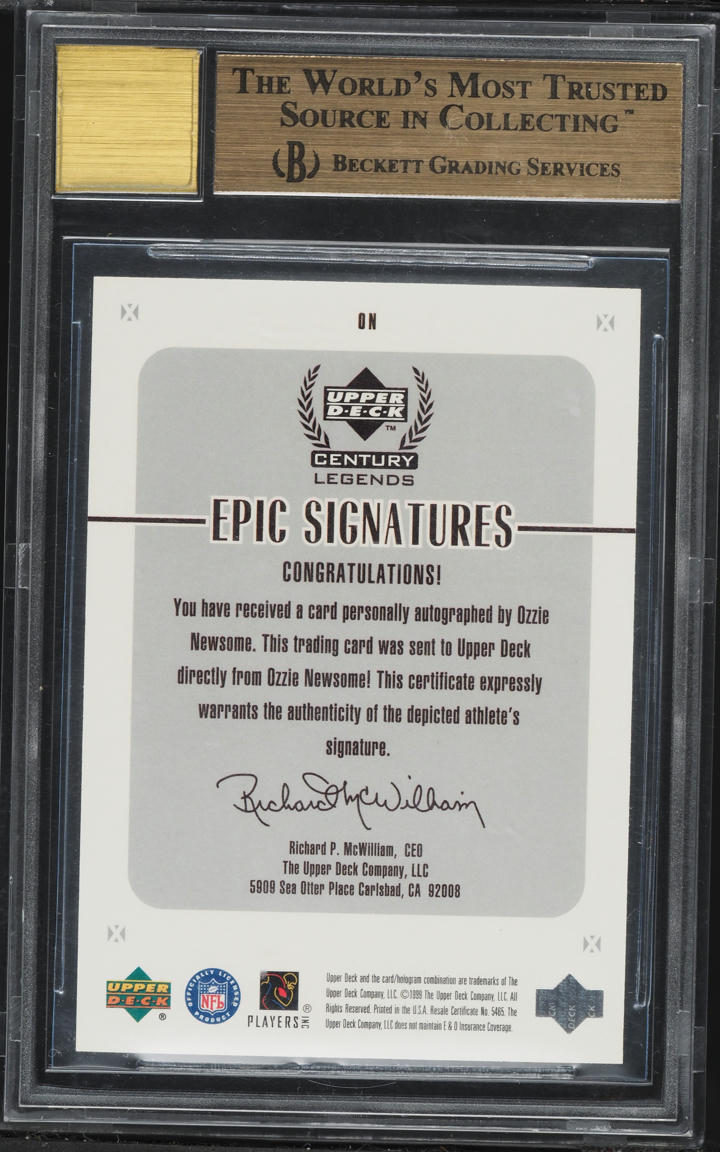 1999 Upper Deck Century Legends Epic Signatures Ozzie Newsome AUTO BGS 9.5 GEM MINT