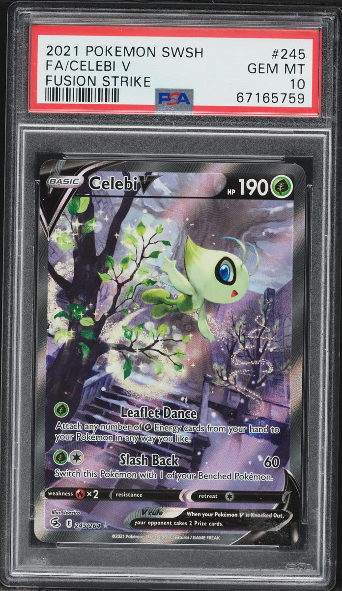 2021 Pokemon Sword & Shield Fusion Strike Full Art Celebi V #245 PSA 10 GEM MINT