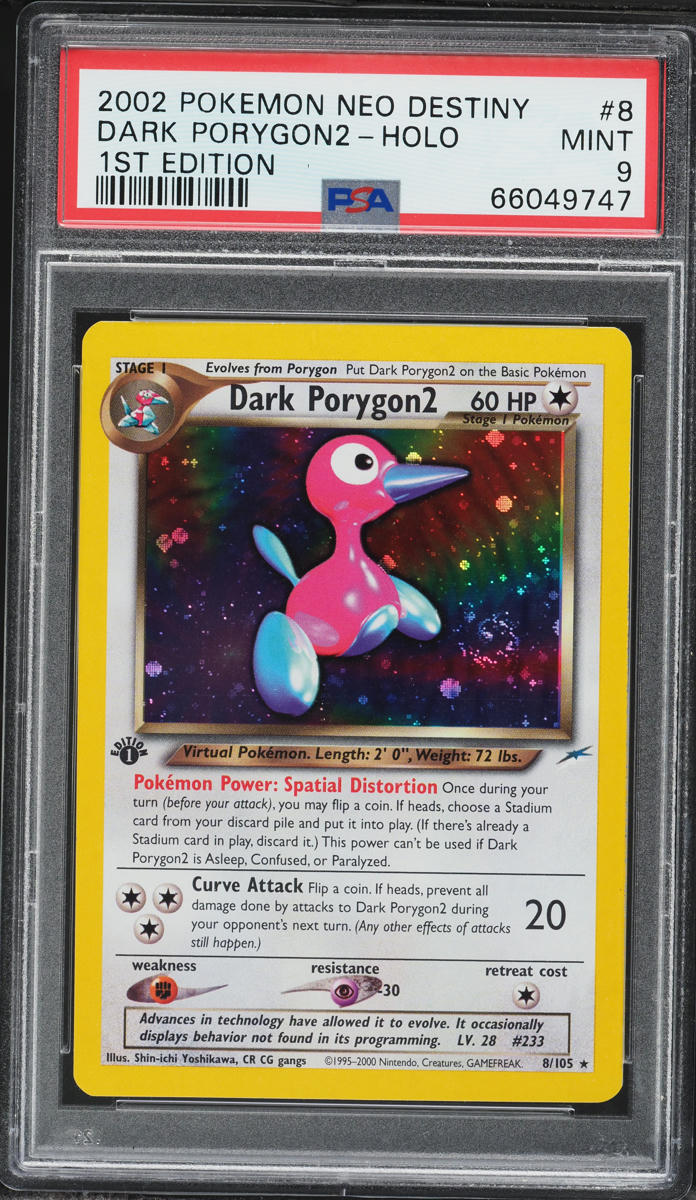 2002 Pokemon Neo Destiny 1st Edition Holo Dark Porygon2 #8 PSA 9 MINT