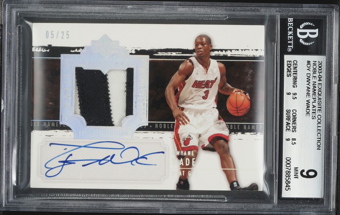 2003 Exquisite Collection Noble Nameplates Dwyane Wade ROOKIE PATCH AUTO /25 BGS 9 MINT