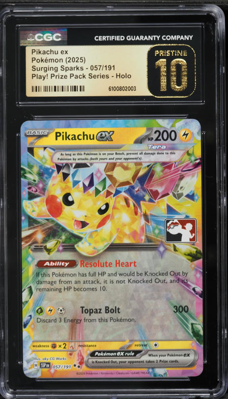 2025 Pokemon SV Surging Sparks Play! Prize Pack Series Holo Pikachu Ex #57  CGC 10 PRISTINE on Fanatics Collect