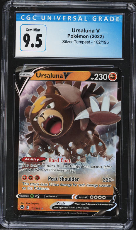 2022 Pokemon Sword & Shield Silver Tempest Ursaluna V #102 CGC 9.5 GEM MINT