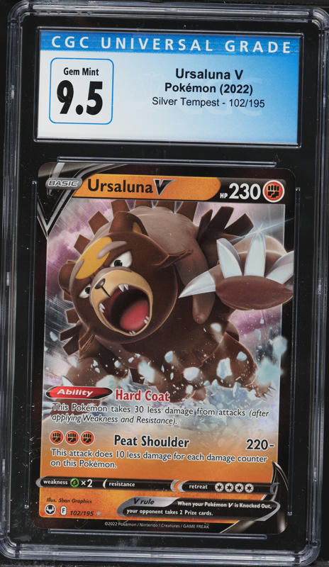 2022 Pokemon Sword & Shield Silver Tempest Ursaluna V #102 CGC 9.5 GEM MINT