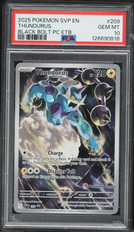 2025 Pokemon SV Promo Black Bolt Center ETB Full Art Thundurus #209 PSA 10 GEM MINT