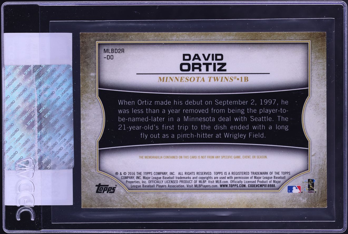 2016 Topps Mlb Debut David Ortiz PATCH /99 #MLBD2R-DO CGC AUTH