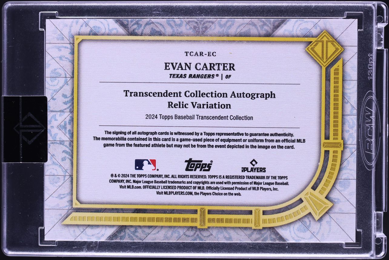 2024 Topps Transcendent Collection Emerald Evan Carter ROOKIE BAT