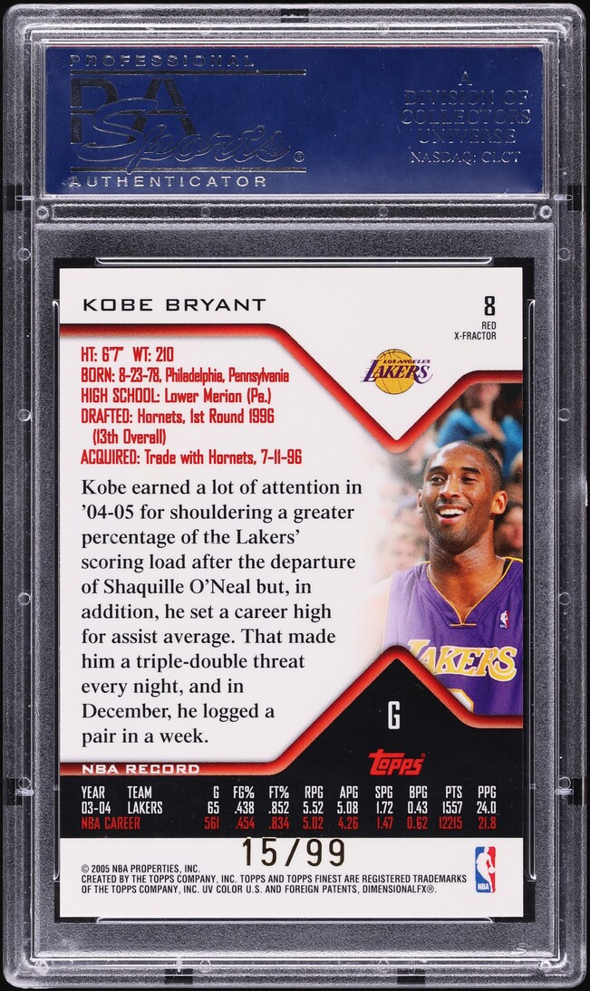 2004 Finest Red Xfractor Kobe Bryant /99 #8 PSA 10 GEM MINT