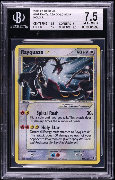 2005 Pokemon EX Deoxys Holo Rayquaza Gold Star #107 BGS 7.5 NRMT+