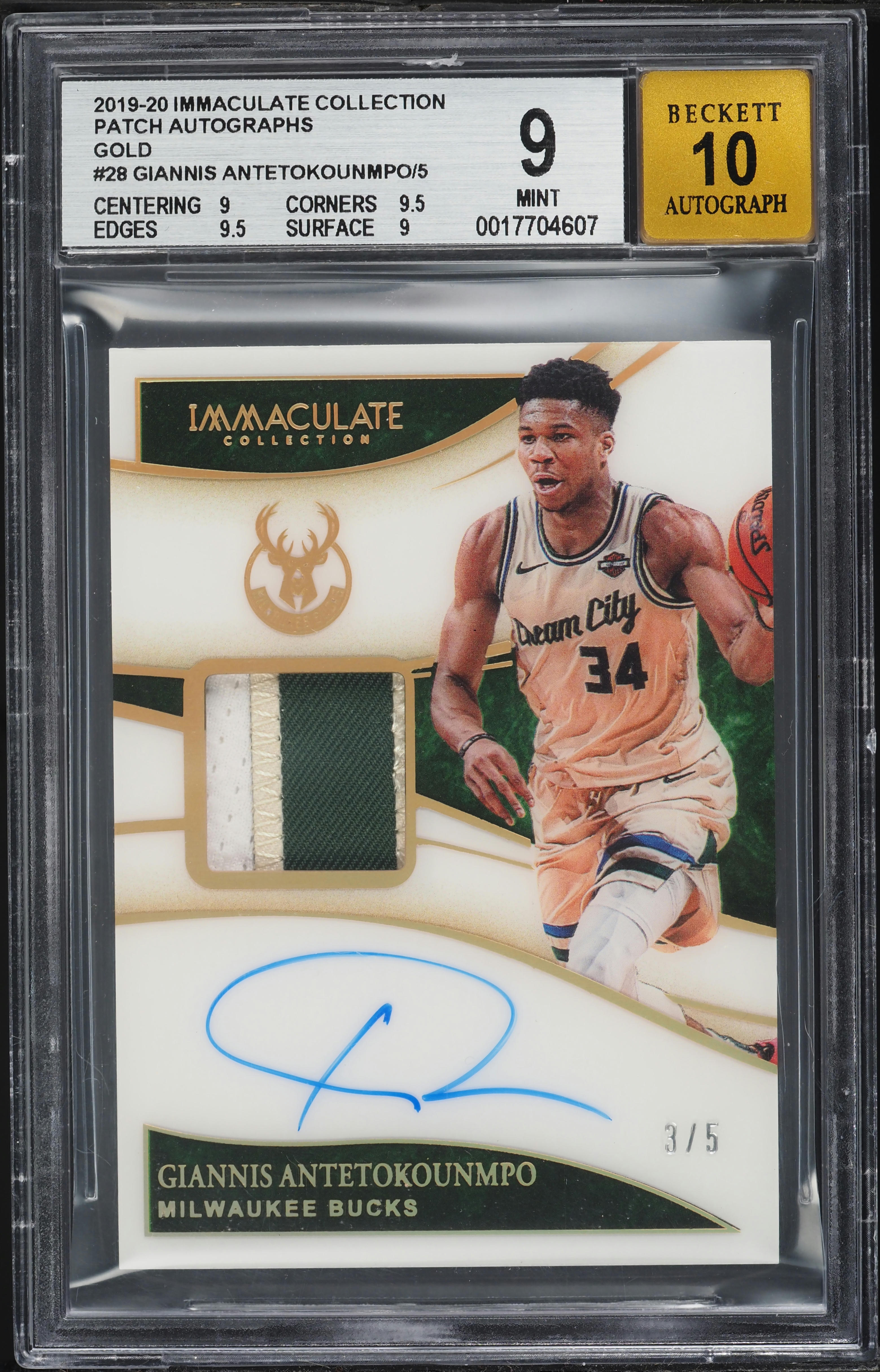 2019 Immaculate Collection Gold Giannis Antetokounmpo PATCH AUTO
