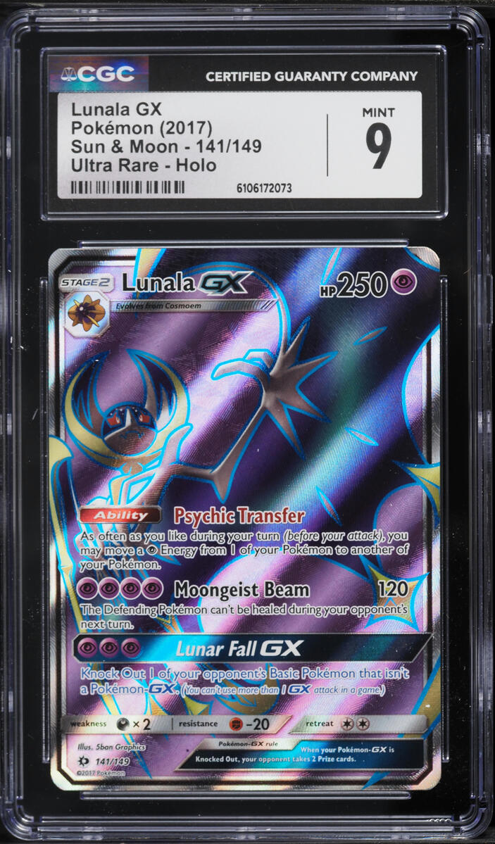 2017 Pokemon Sun & Moon Full Art Lunala GX #141 CGC 9 MINT