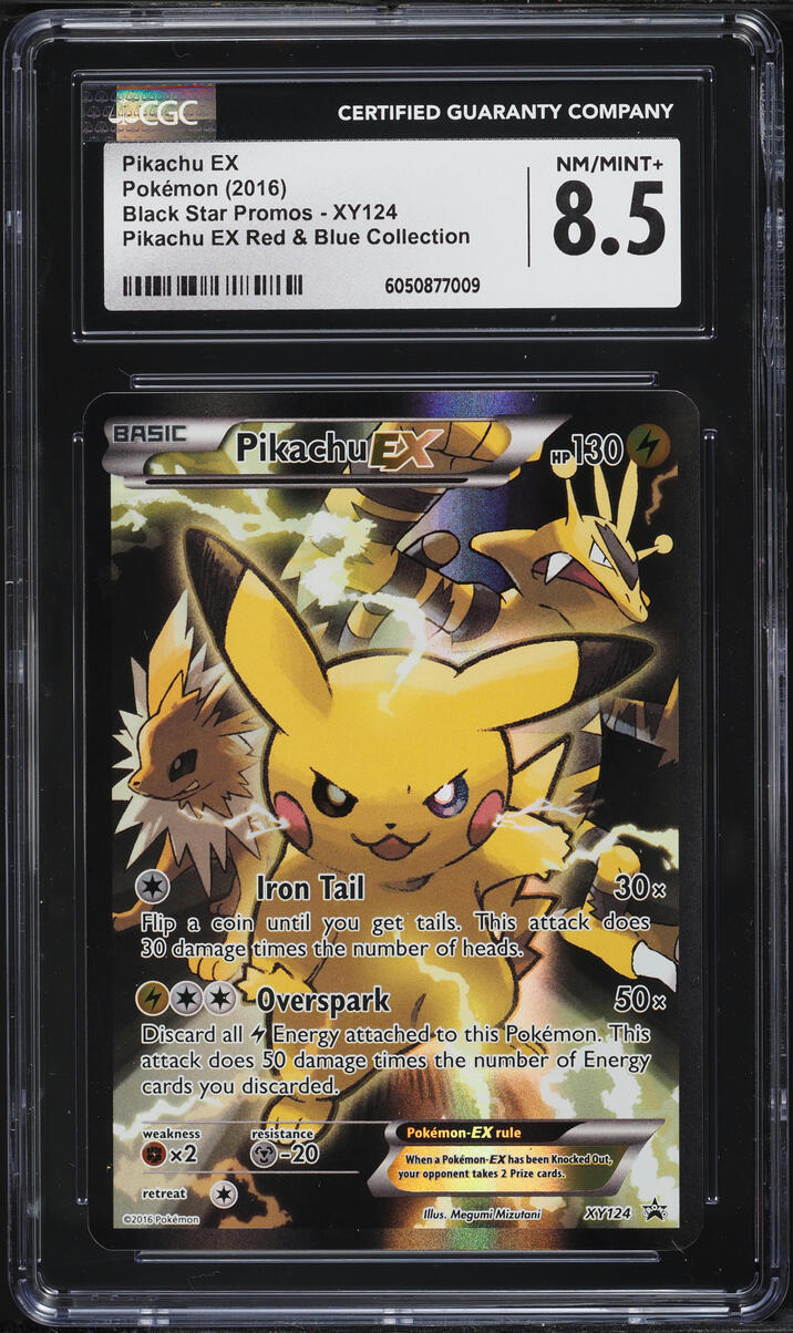 2016 Pokemon XY Promo Red & Blue Full Art Pikachu EX #XY124 CGC 8.5 NM-MT+