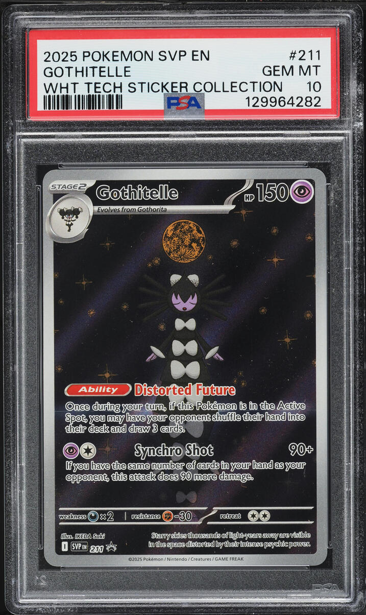 2025 Pokemon SV Promo White Flare Tech Sticker Collection Full Art Gothitelle #211 PSA 10