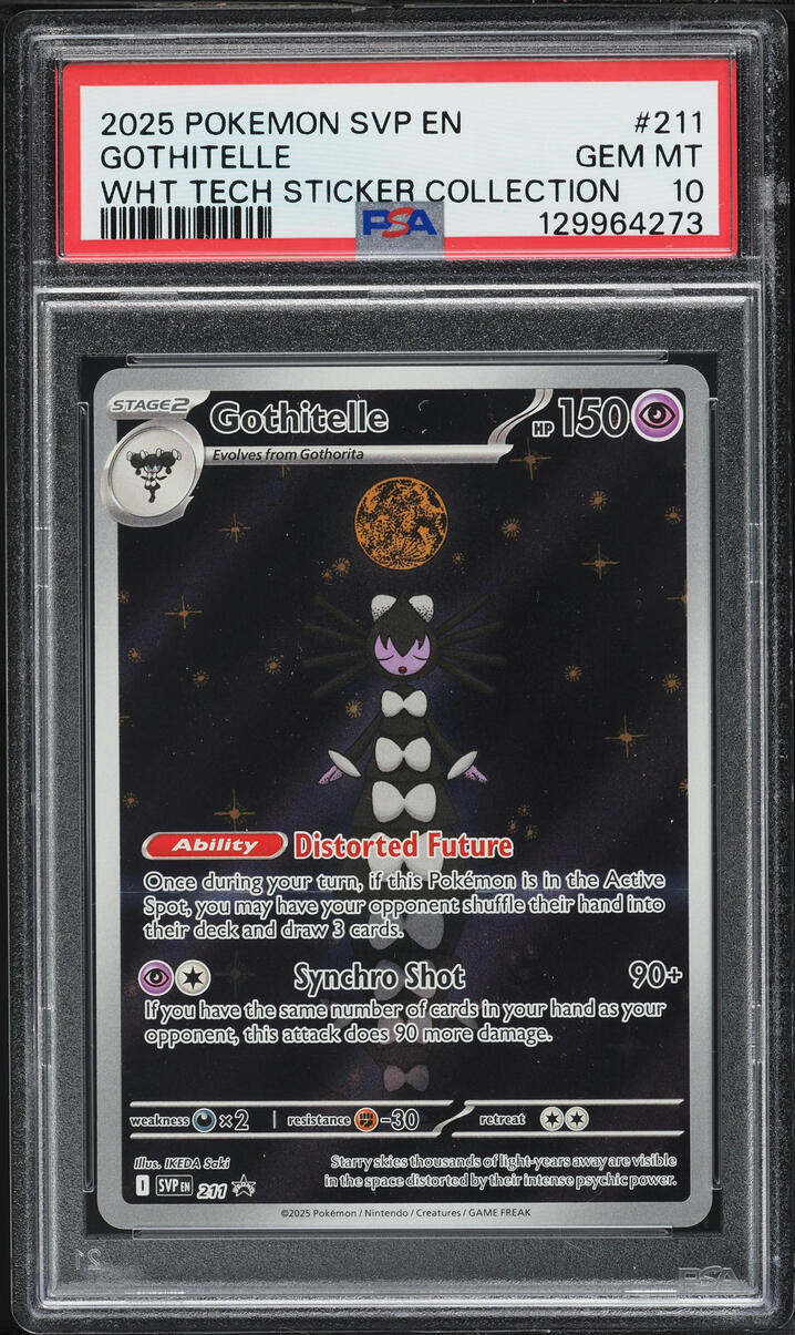 2025 Pokemon SV Promo White Flare Tech Sticker Collection Full Art Gothitelle #211 PSA 10