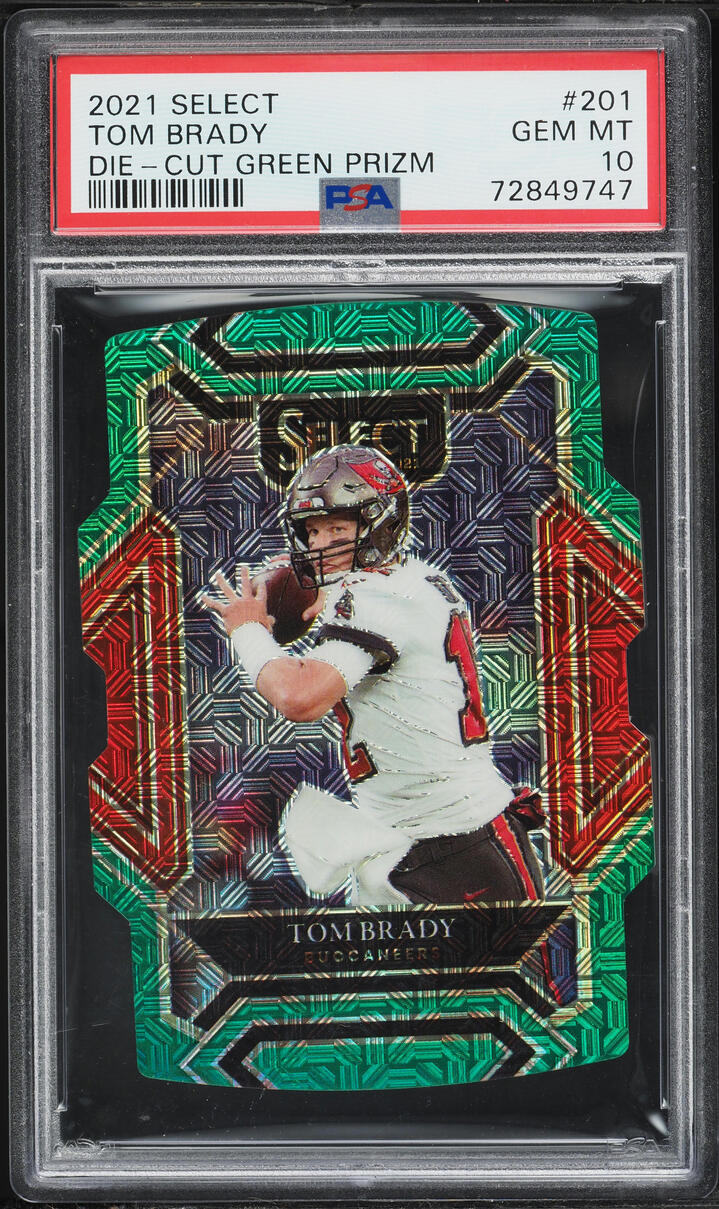2021 Select Club Level Green Prizm Die-Cut Tom Brady 5/5 #201 PSA 10 GEM MINT