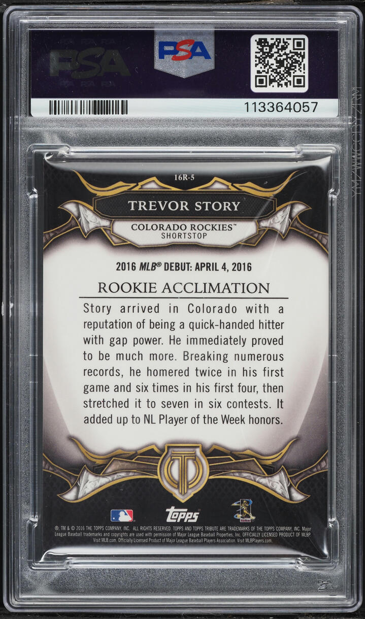 2016 Topps Tribute Black Trevor Story ROOKIE 1/1 #16R-5 PSA 8 NM-MT
