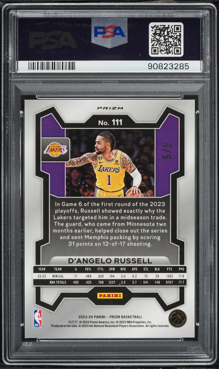 2023 Panini Prizm Green Shimmer FOTL D'Angelo Russell 5/5 #111 PSA 10 GEM MINT