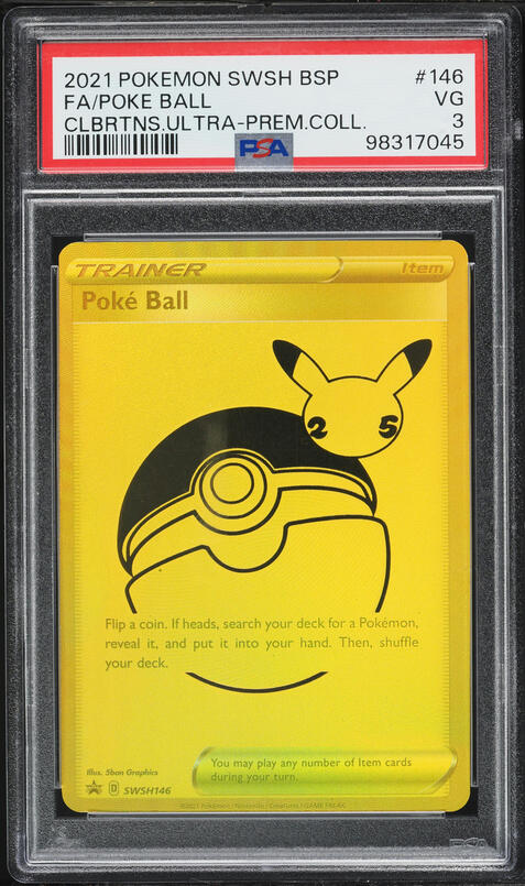 2021 Pokemon Sword & Shield Promo Premium Full Art Poke Ball #SWSH146 PSA 3 VG