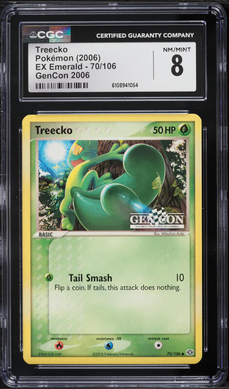 2006 Pokemon EX Emerald GenCon Treecko #70 CGC 8 NM-MT
