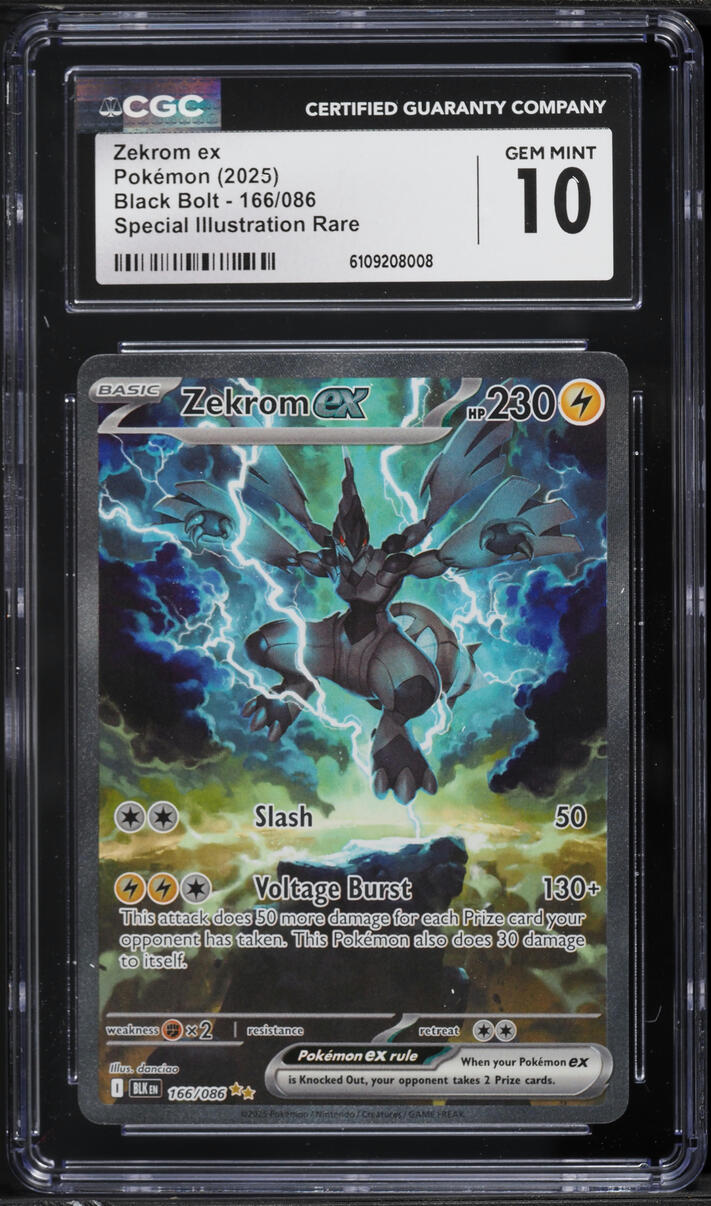 2025 Pokemon Scarlet & Violet Black Bolt SIR Zekrom EX #166 CGC 10